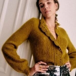 Sézane Angie Cardigan - Golden (Vert Prairie) NWT